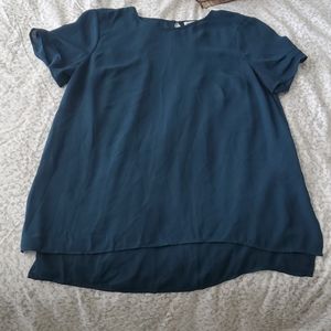 Turquoise ladies short-sleeved blouse